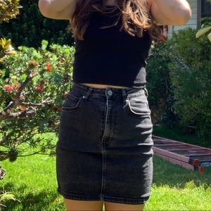 Zara black denim skirt